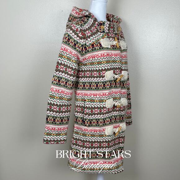 Rare Fair Isle Duffle Coat ASO Sookie Gilmore Girls Multicolor Womens Small Knit - Picture 6 of 13